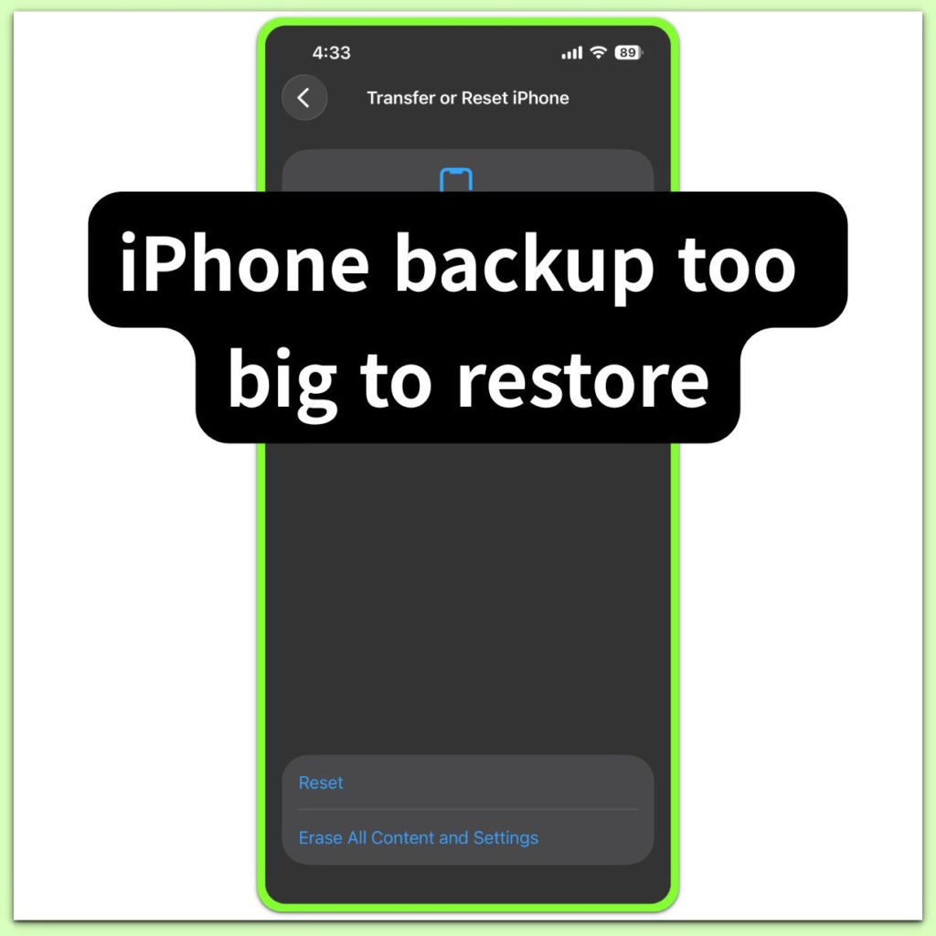 iphone backup too big to restore showing restore start action before execution