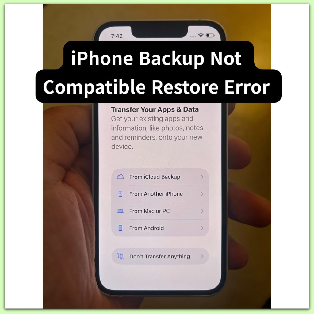 iphone backup not compatible restore error showing restore eligibility boundary