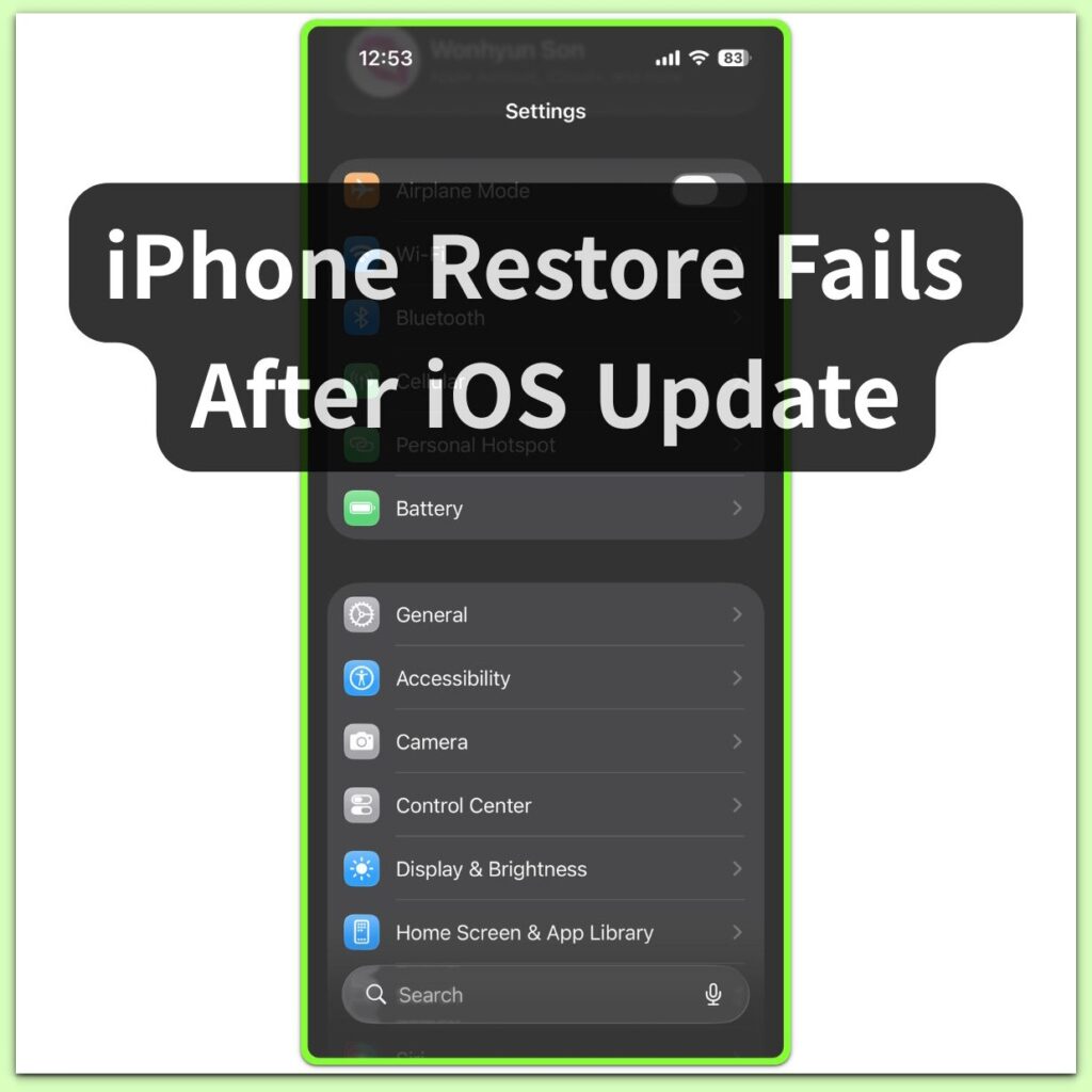 iphone settings screen after ios update