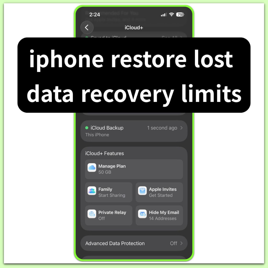 icloud backup overview showing icloud services and backup context on iphone