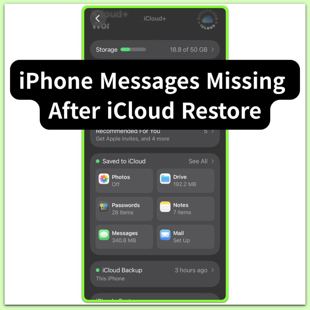 iphone messages missing after icloud restore