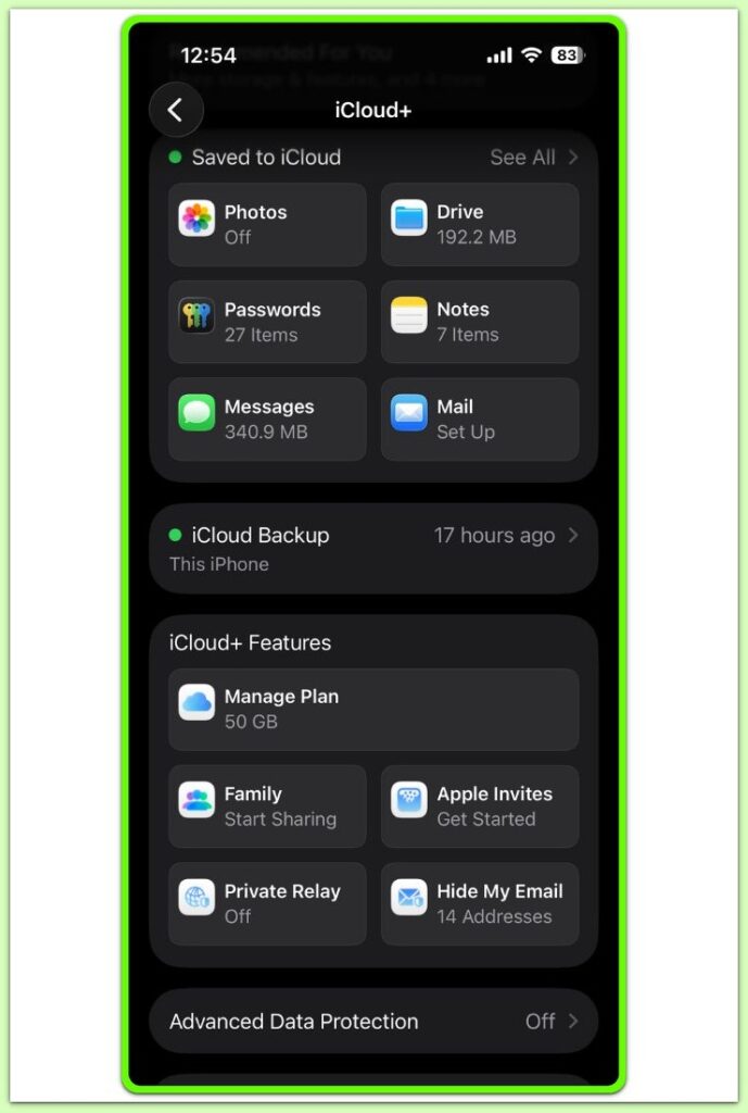 icloud backup status on iphone