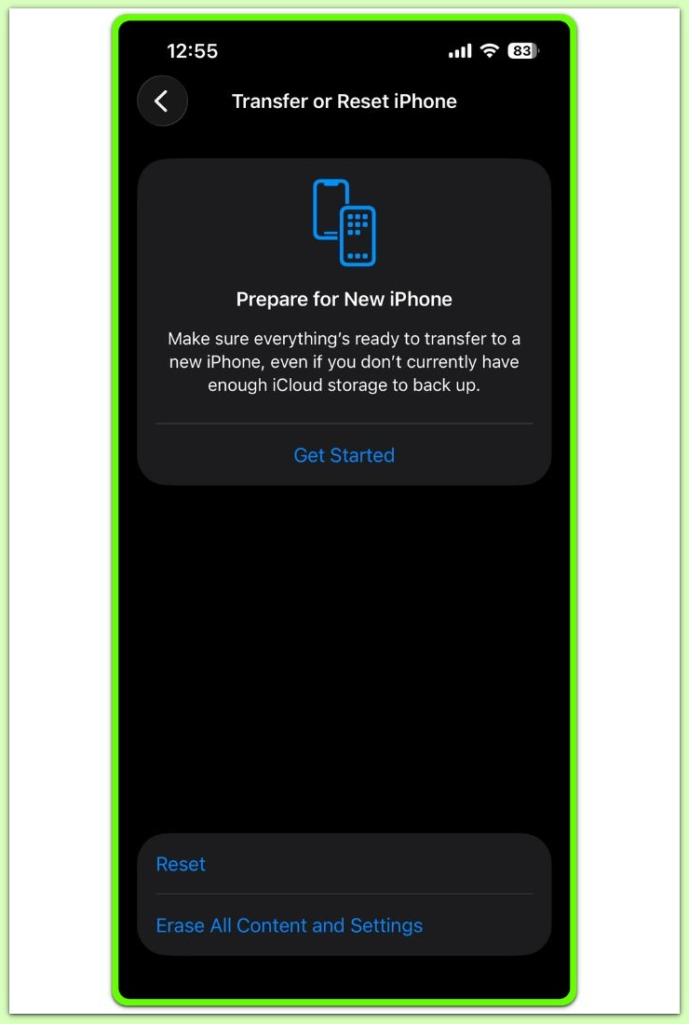 transfer or reset iphone screen