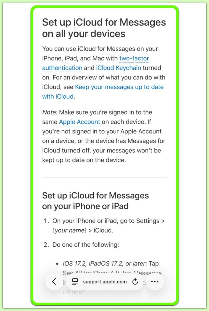 apple official guide set up icloud for messages
