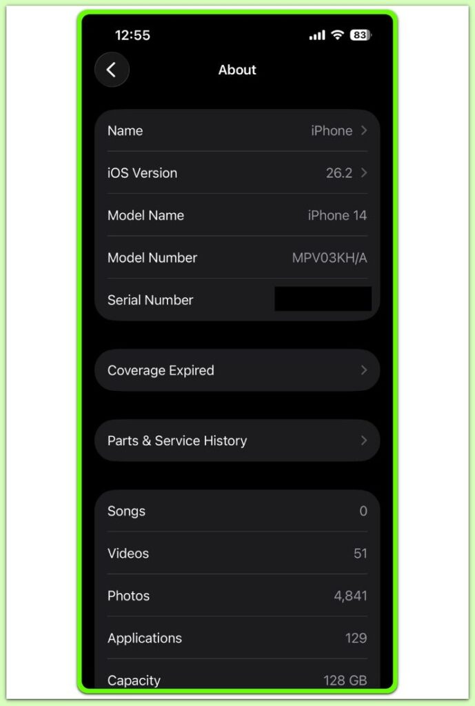 iphone ios version after update