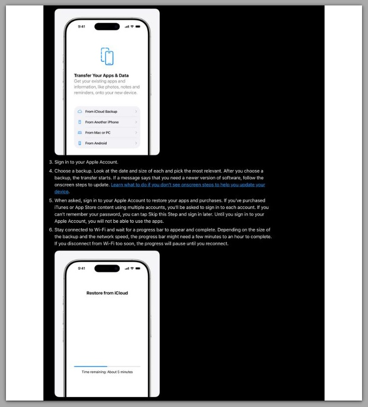 iphone restore from icloud progress screen after preparing stage
