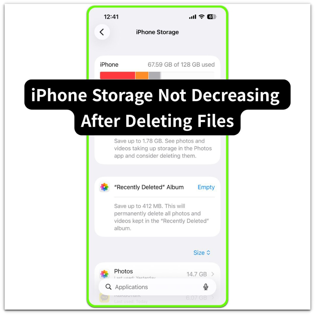 iphone storage not decreasing after deleting files iphone storage graph showing total used capacity and category distribution