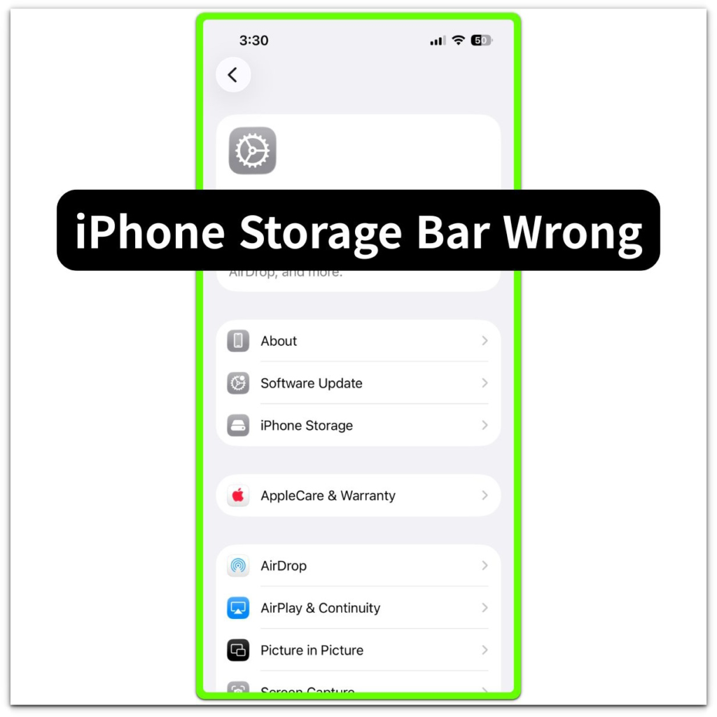 iphone storage bar wrong settings general screen showing iphone storage menu location