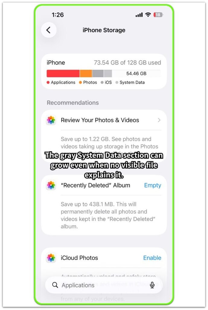 iphone system data too large iphone storage gray system data screen