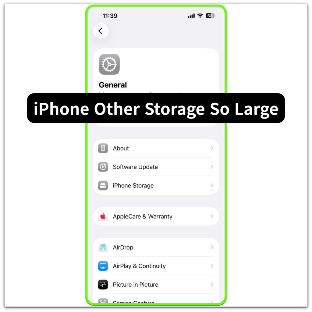 iphone other storage so large iphone settings general screen before iphone storage menu