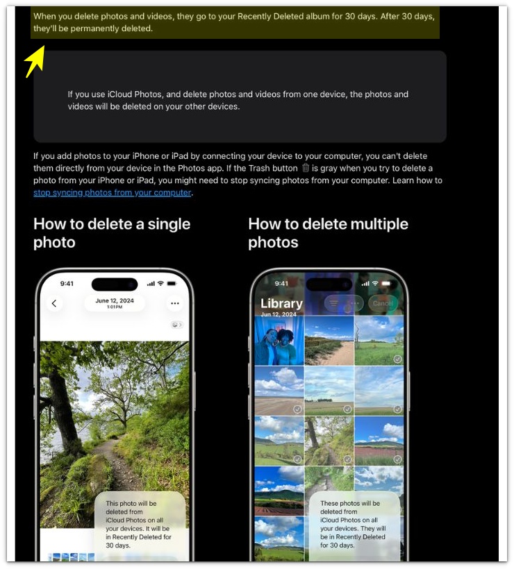 apple support recently deleted 30 days photo removal guide