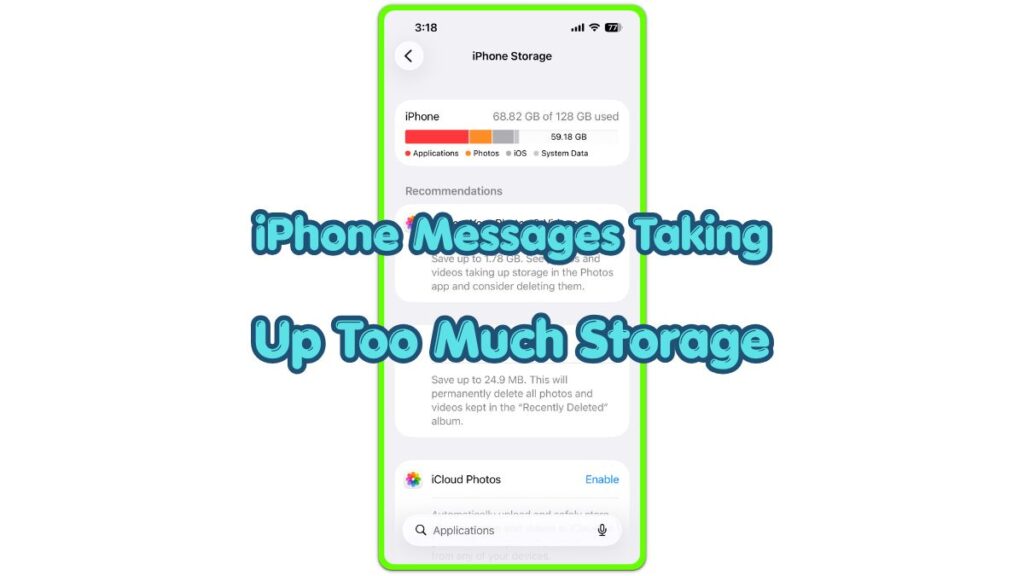 iphone messages storage too large on iphone storage screen