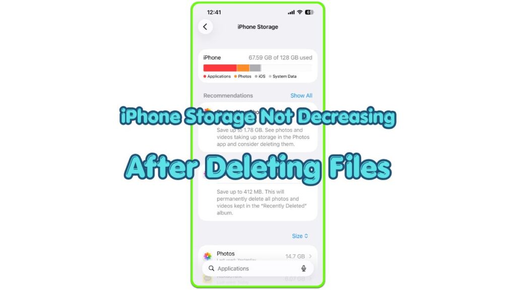 iPhone storage not decreasing after deleting files in iPhone Storage settings