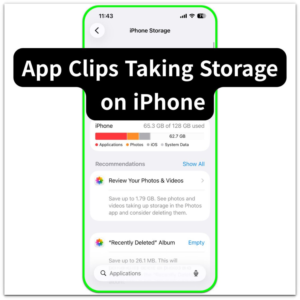 app clips taking storage on iphone iphone storage screen showing storage allocation bar and system storage categories