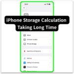 iphone storage calculation taking long time settings general screen showing iphone storage menu path
