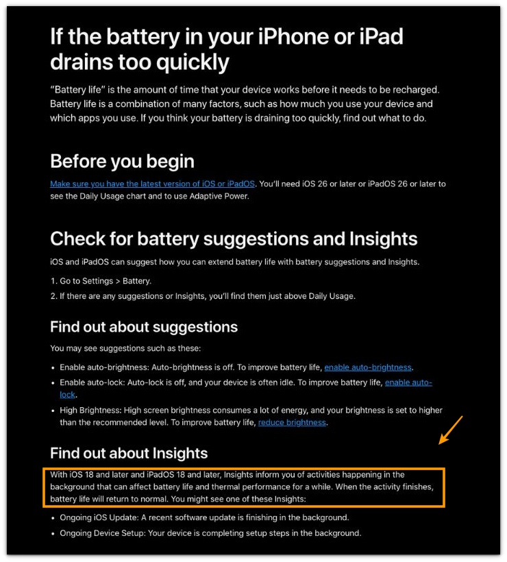 apple battery insights official source for iphone battery drain