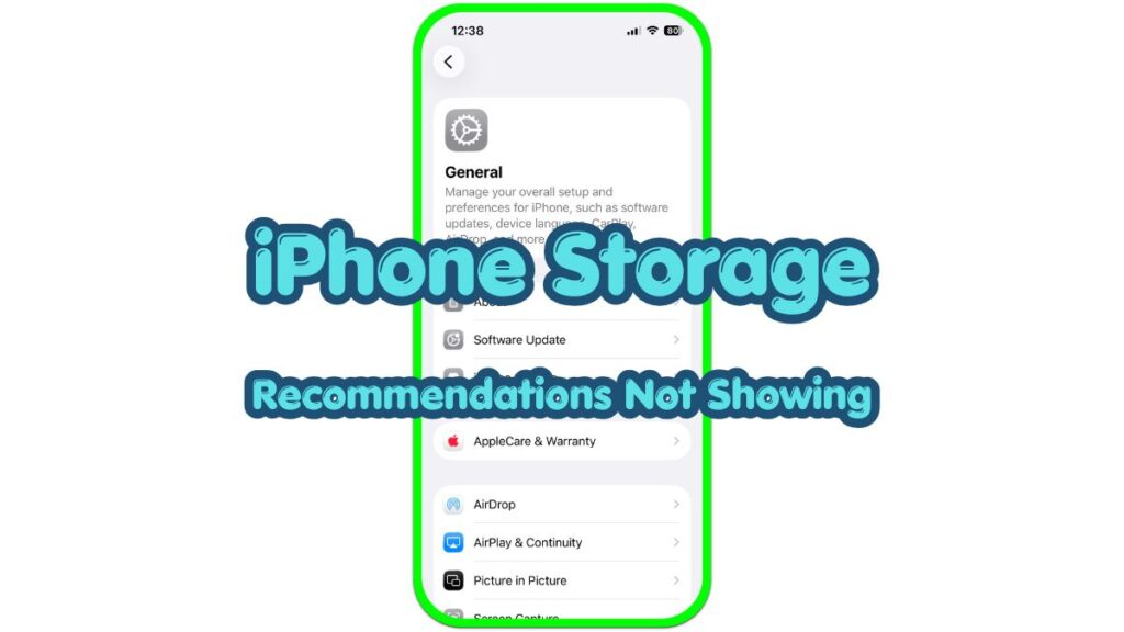 iphone storage recommendations not showing on iphone storage screen