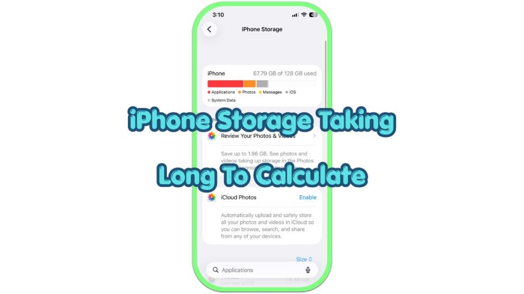 iphone storage taking long to calculate thumbnail with storage screen