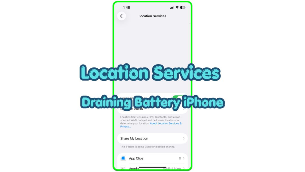 location services draining battery iPhone settings screen with Location Services toggle on