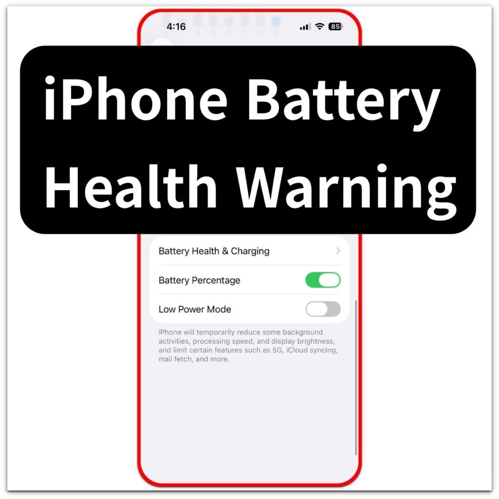 iphone battery health warning battery screen with battery health & charging option on an english iphone