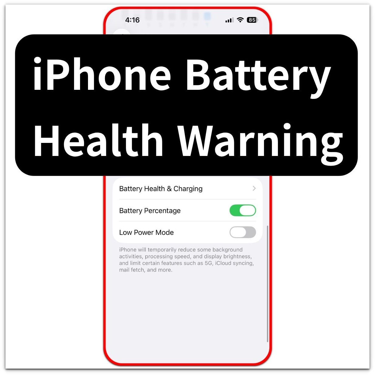 iphone battery health warning battery screen with battery health & charging option on an english iphone