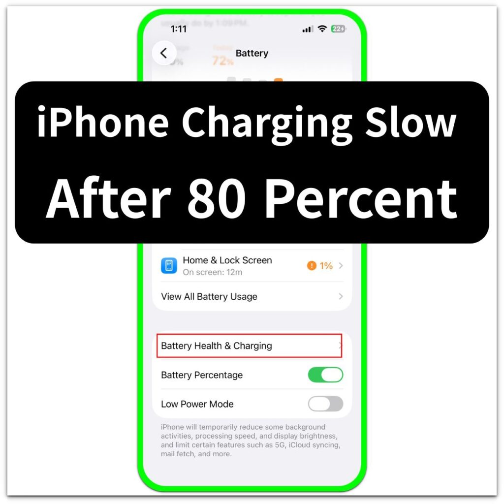 iphone charging slow after 80 percent battery health and charging menu structure