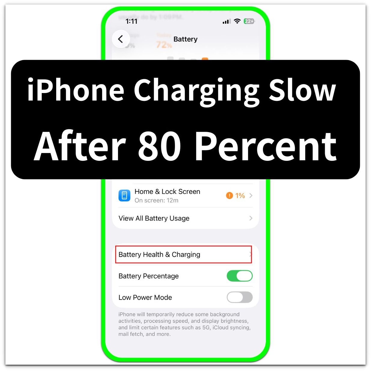iphone charging slow after 80 percent battery health and charging menu structure