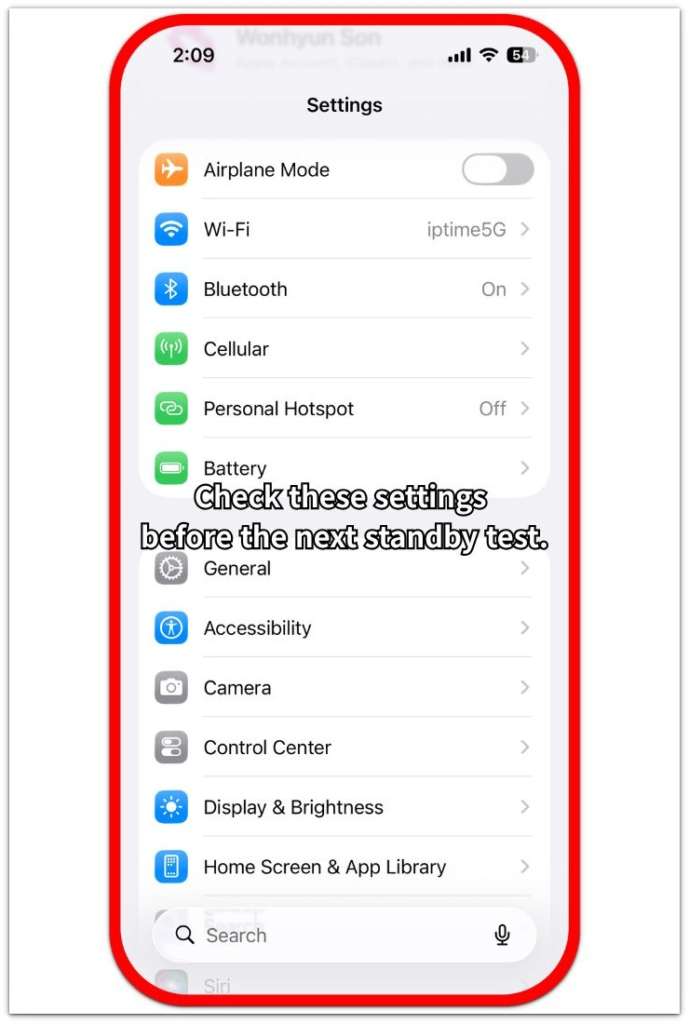 iphone standby battery drain settings check