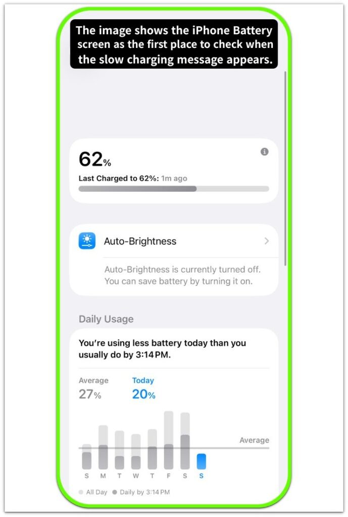iphone battery screen slow charging message check structure