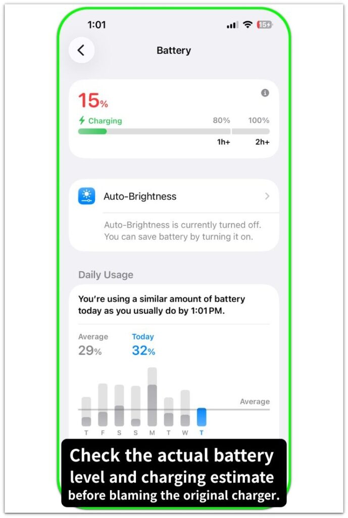 iphone charging slow on original charger battery level charging estimate