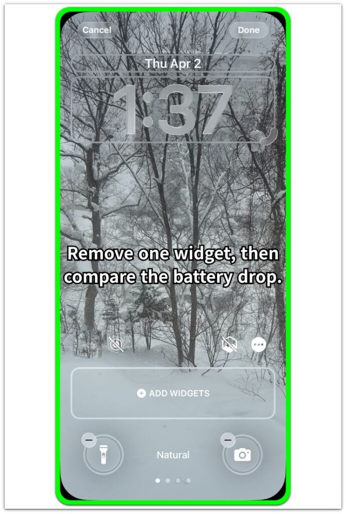 iphone lock screen widget removal battery test