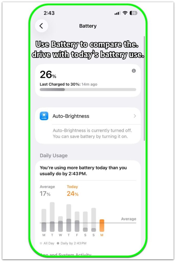 iphone battery screen after maps drive