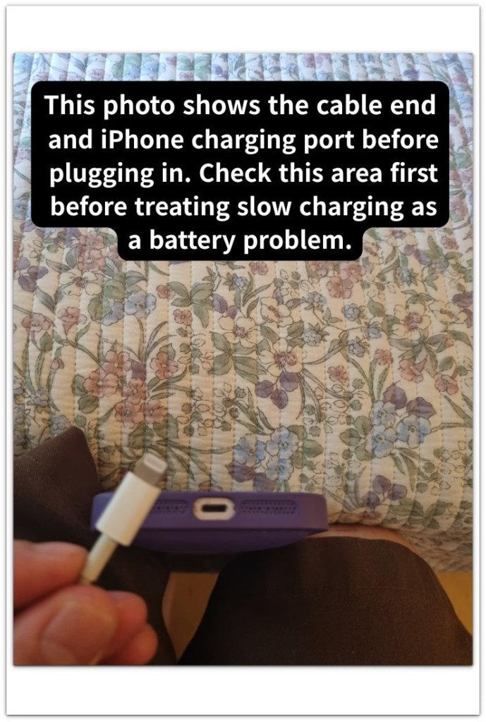 iphone charging slow cable end and charging port check