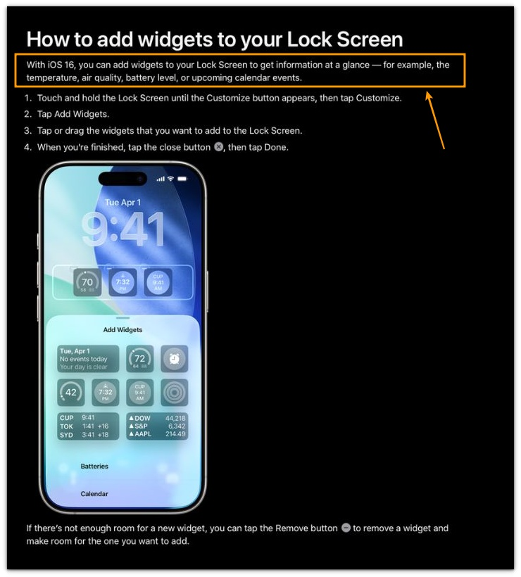 apple lock screen widgets quick information official source