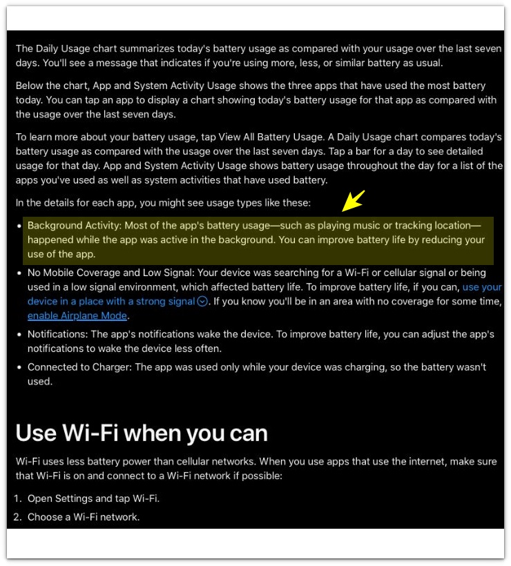 apple support iphone battery usage background activity and signal strength official source