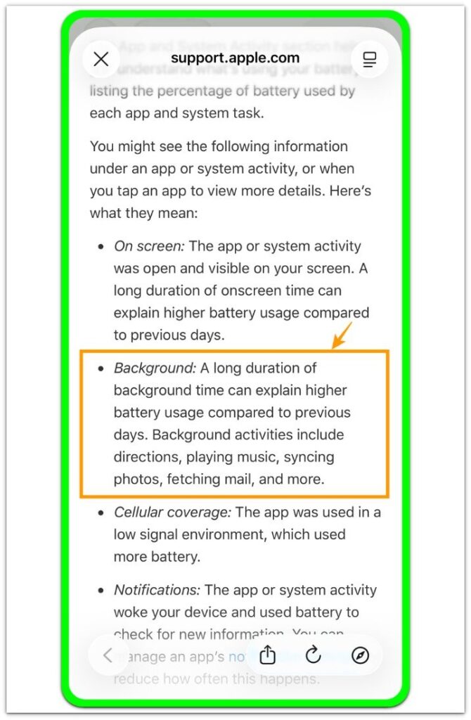 apple support background activity syncing photos and fetching mail
