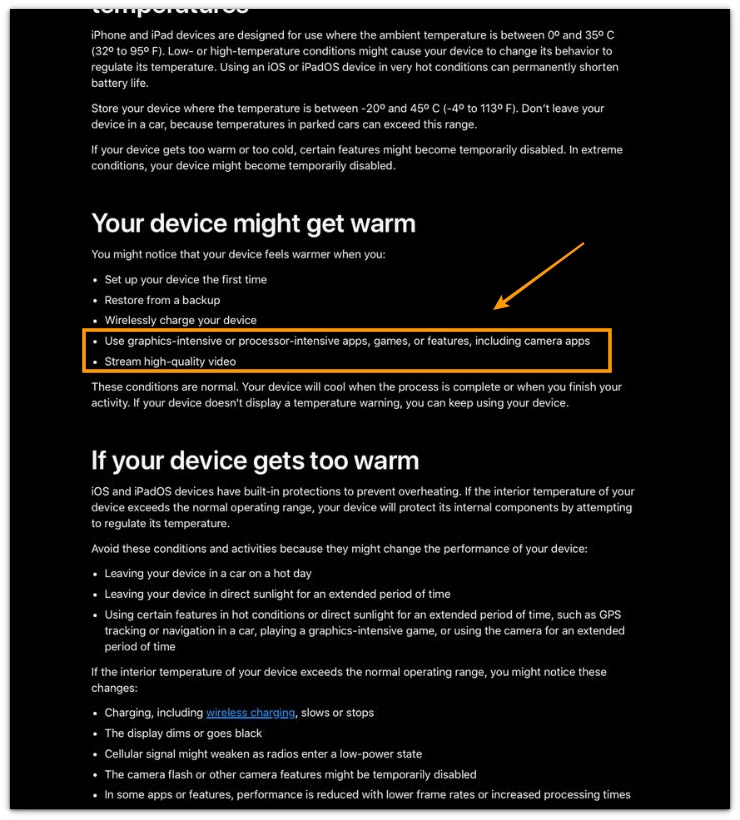 iphone camera use and high-quality video can make iphone warm