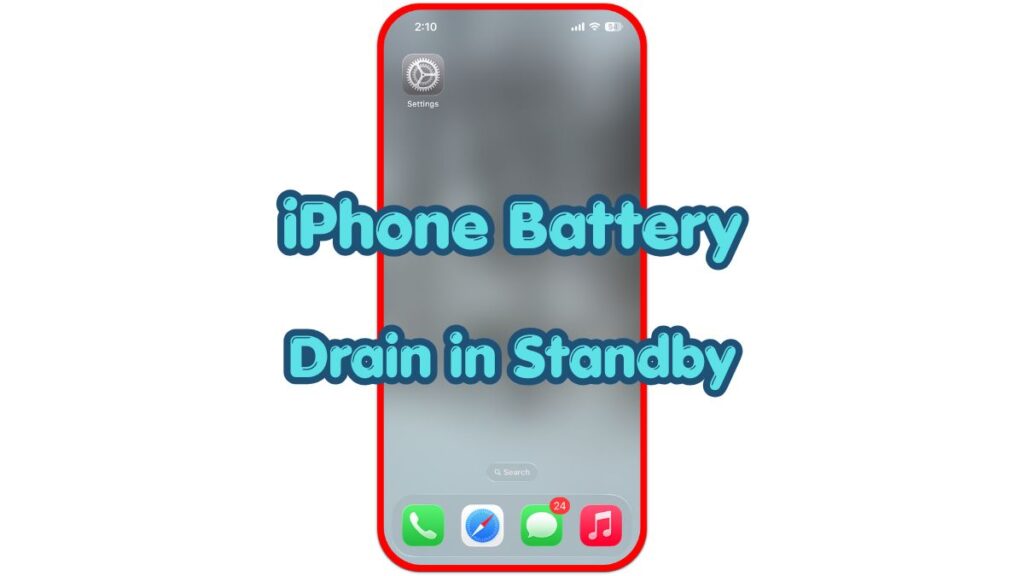 iphone battery drain in standby thumbnail showing a locked iPhone with standby drain title text