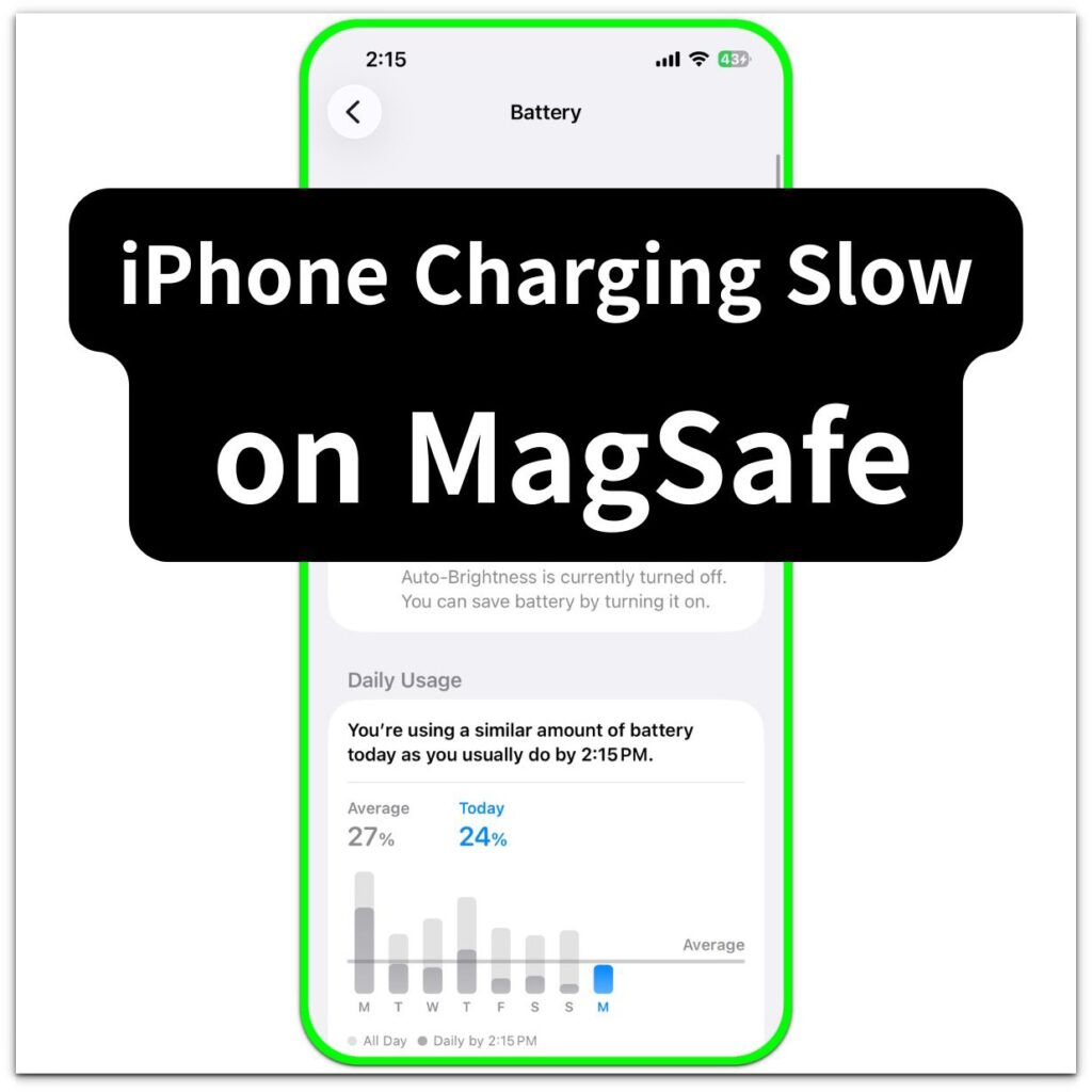 iphone charging slow on magsafe battery screen showing charging check