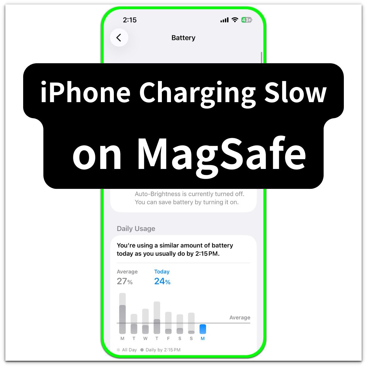 iphone charging slow on magsafe battery screen showing charging check