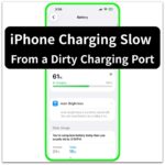 iphone charging slow from a dirty charging port battery screen showing charging