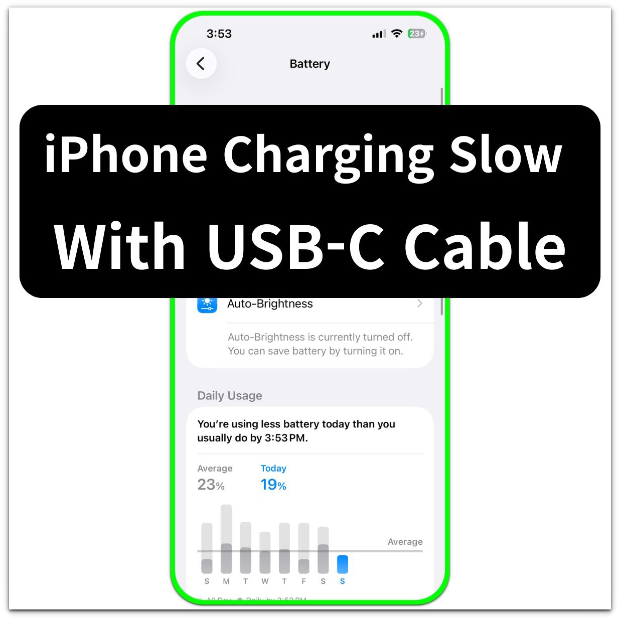 iphone charging slow with usb-c cable battery screen thumbnail