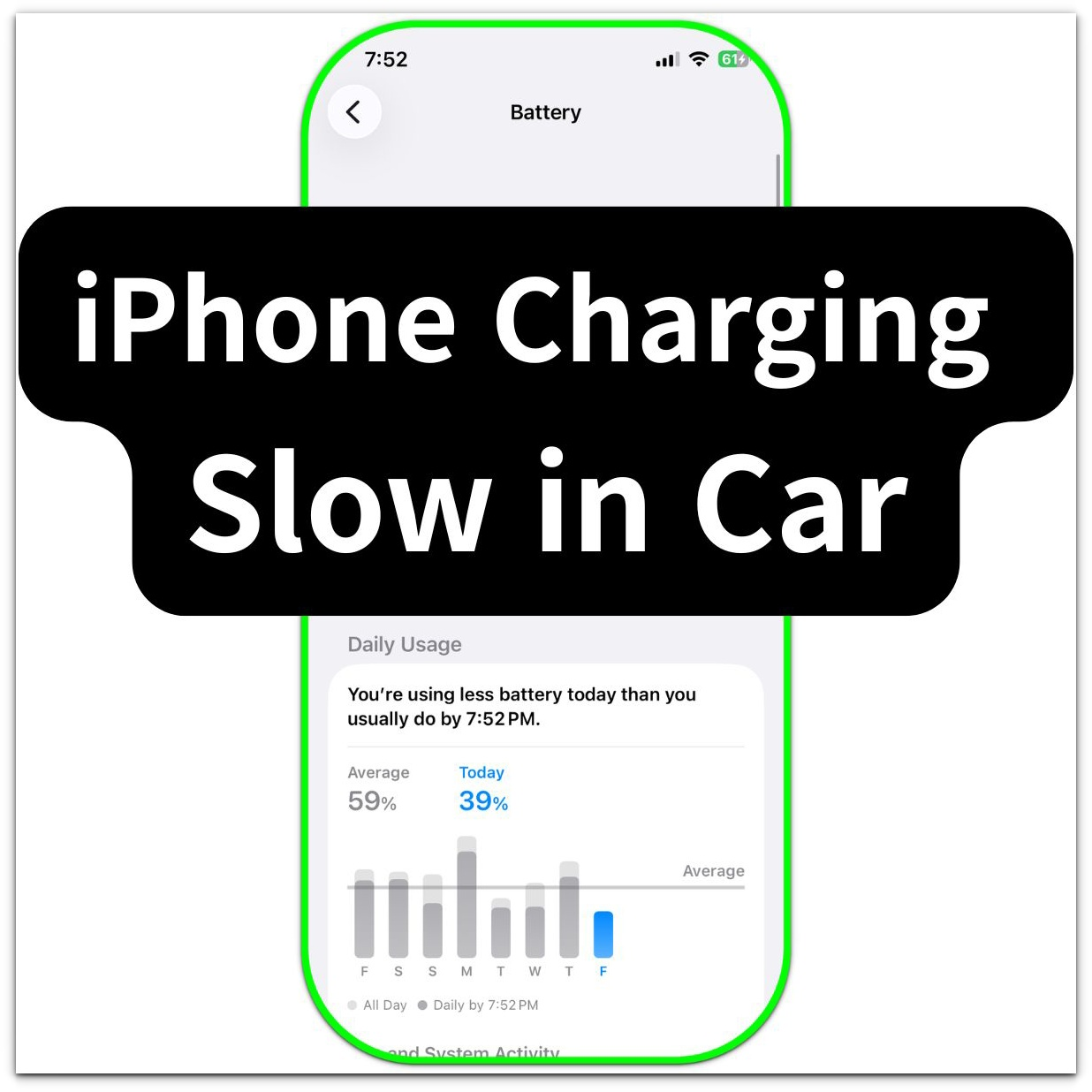 iphone charging slow in car battery level screen