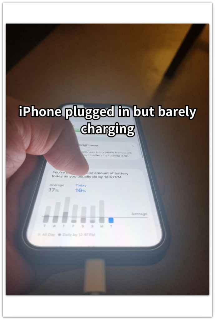 iphone plugged in but barely charging while the screen is being used