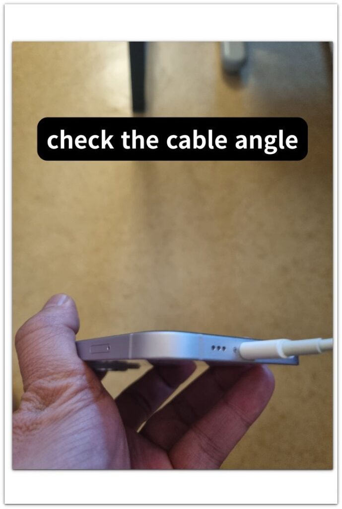 iphone cable angle check when charging stops after a few minutes